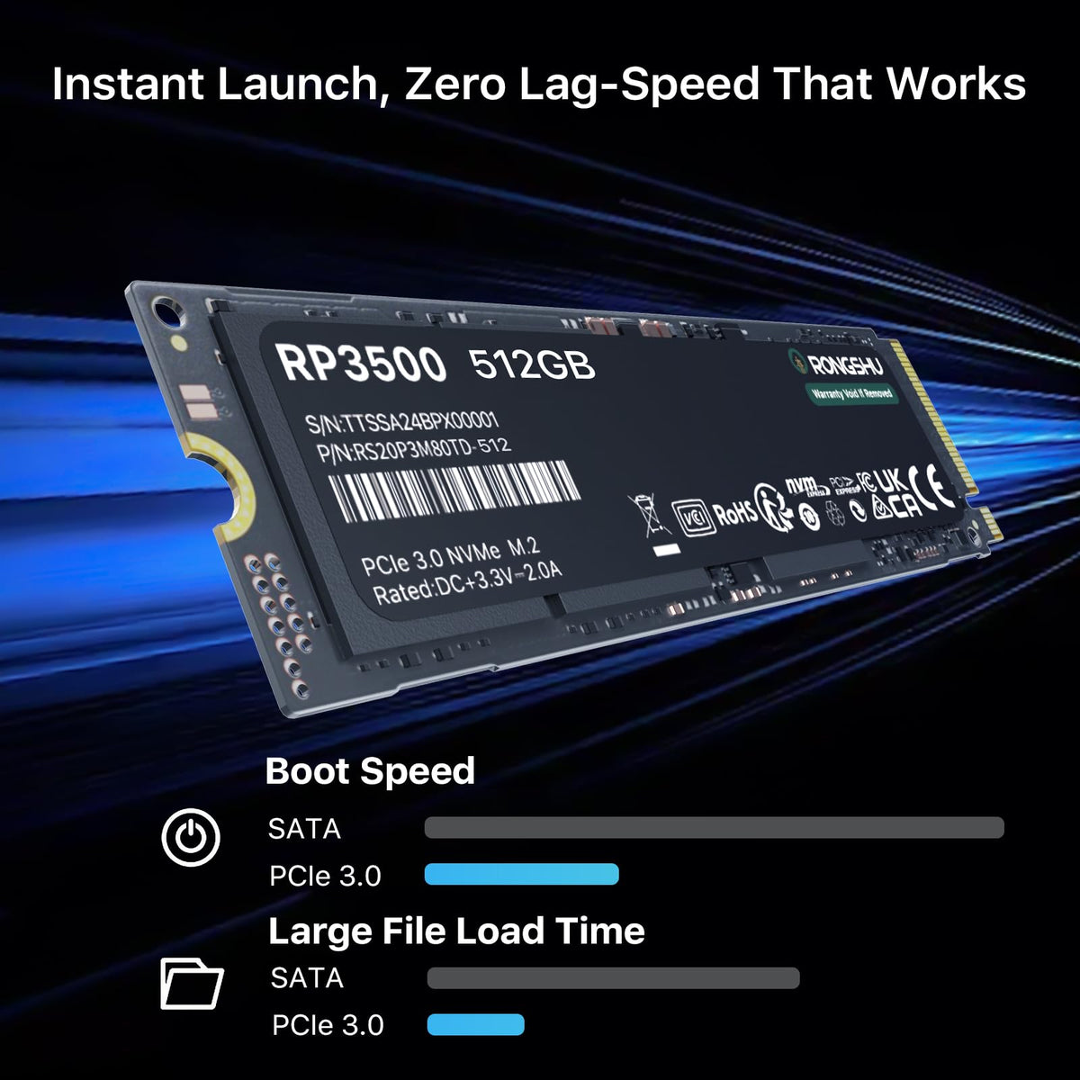 512GB NVMe M.2 PCIe Gen 3×4 Internal SSD P651