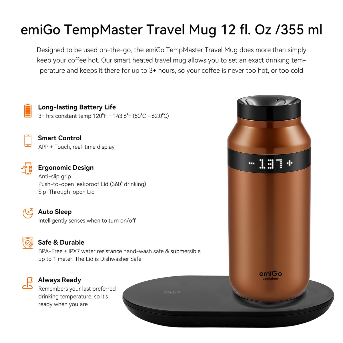 12 oz App Ctrl Heated Mug Y4357