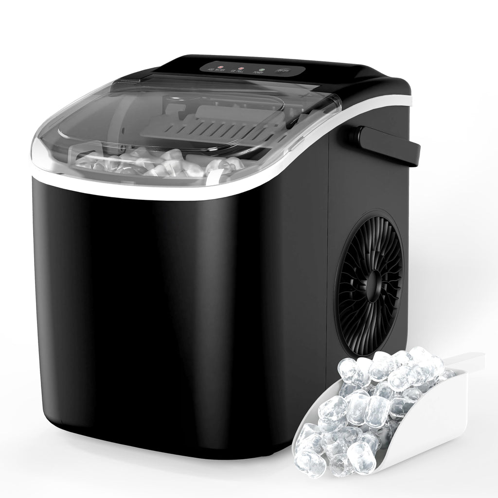 Countertop Ice Maker with Self-Cleaning, Ice Spoon and Basket, Black S1025