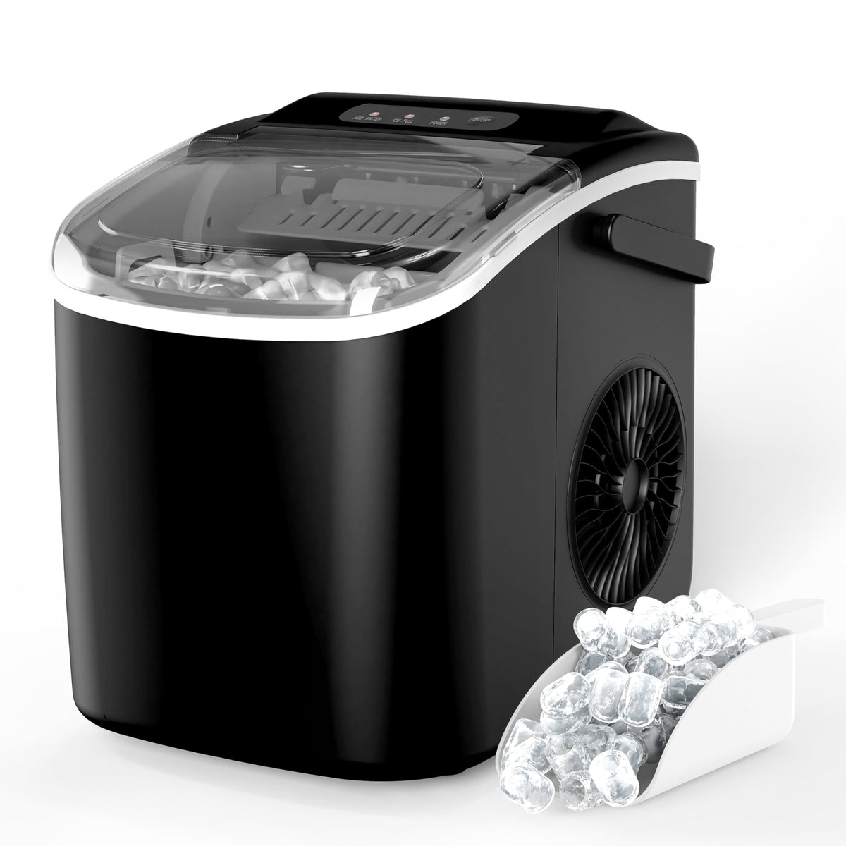 Countertop Ice Maker with Self-Cleaning, Ice Spoon and Basket, Black S1025