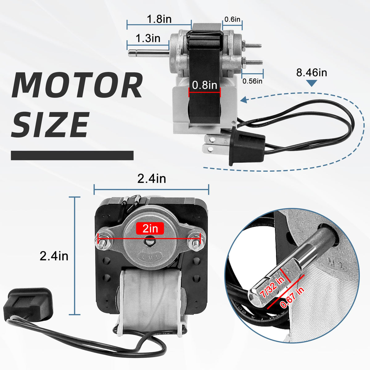 Bathroom Vent Bath Fan Motor Kit Replacement 70cfm 1.4 Amp 120V E72185