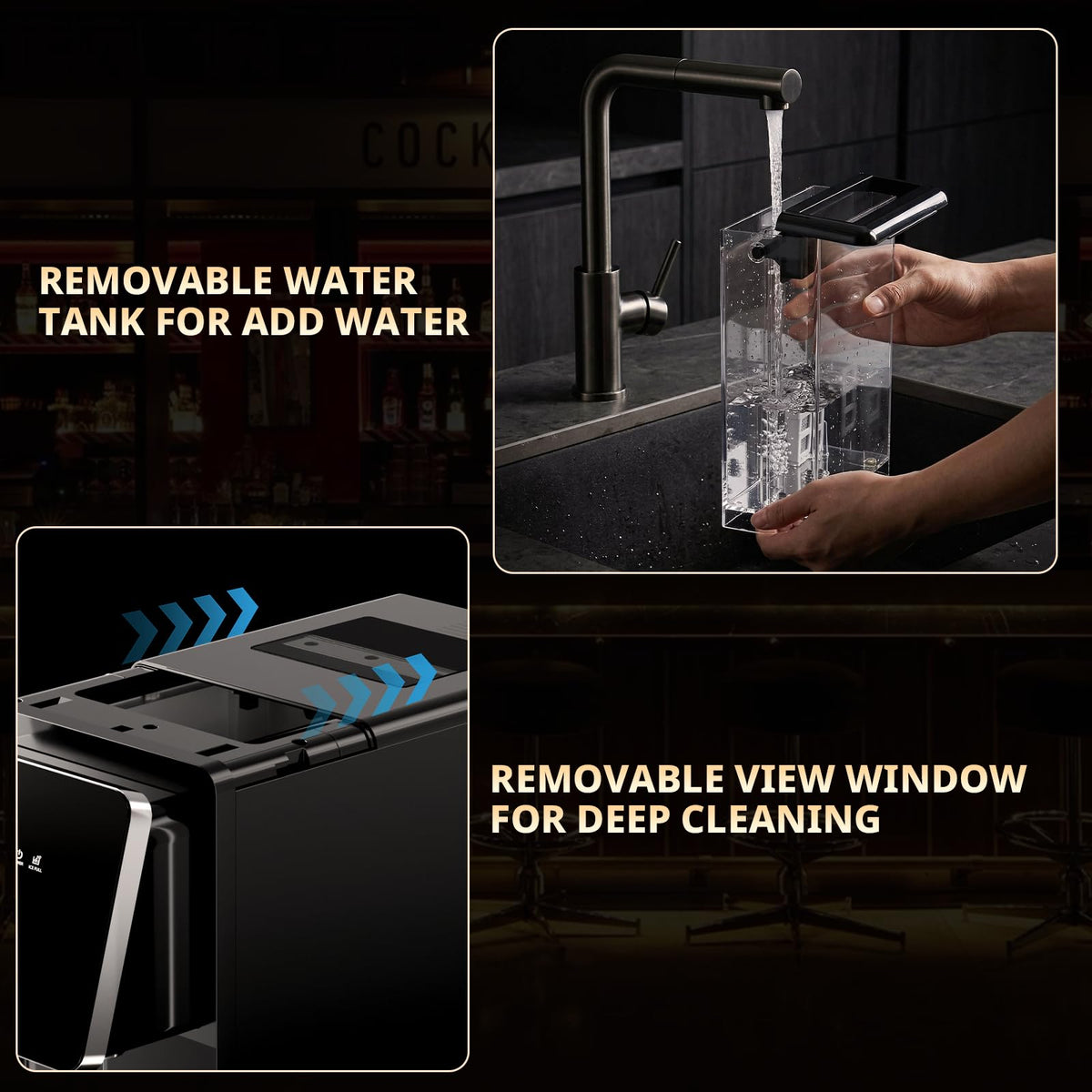 2-in-1 Countertop Ice Maker Machine with Water Dispenser, Black T252