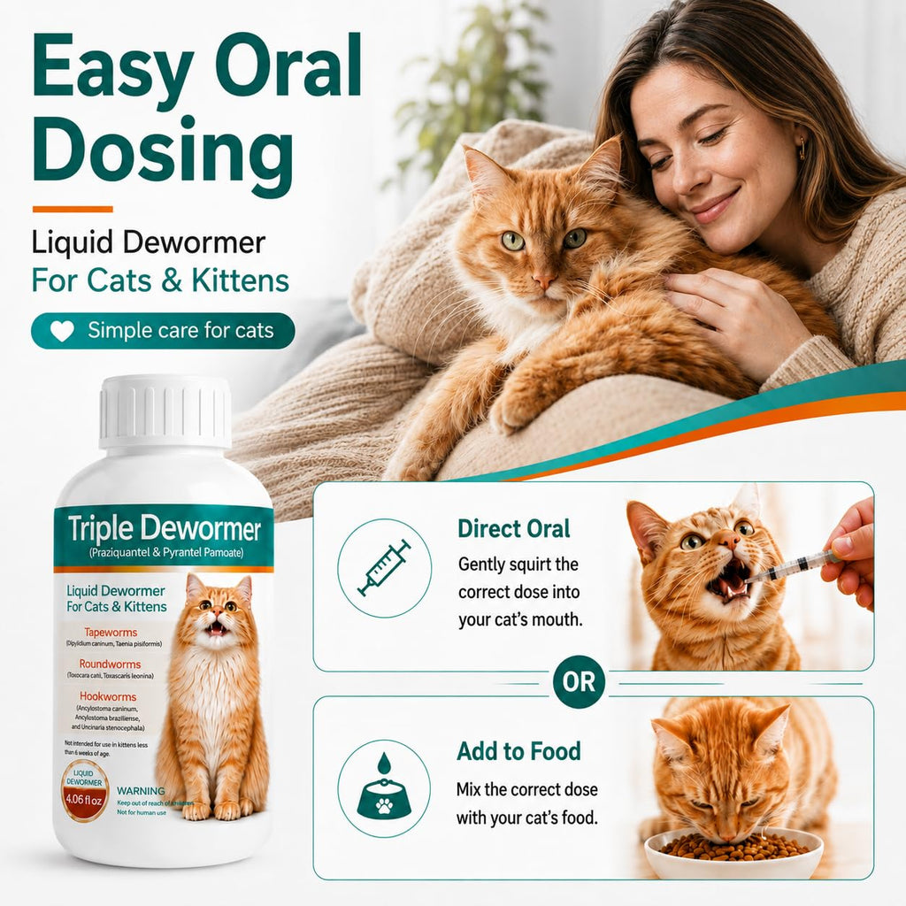 Cat Dewormer Liquid for Tapeworms, Roundworms and Hookworms B376