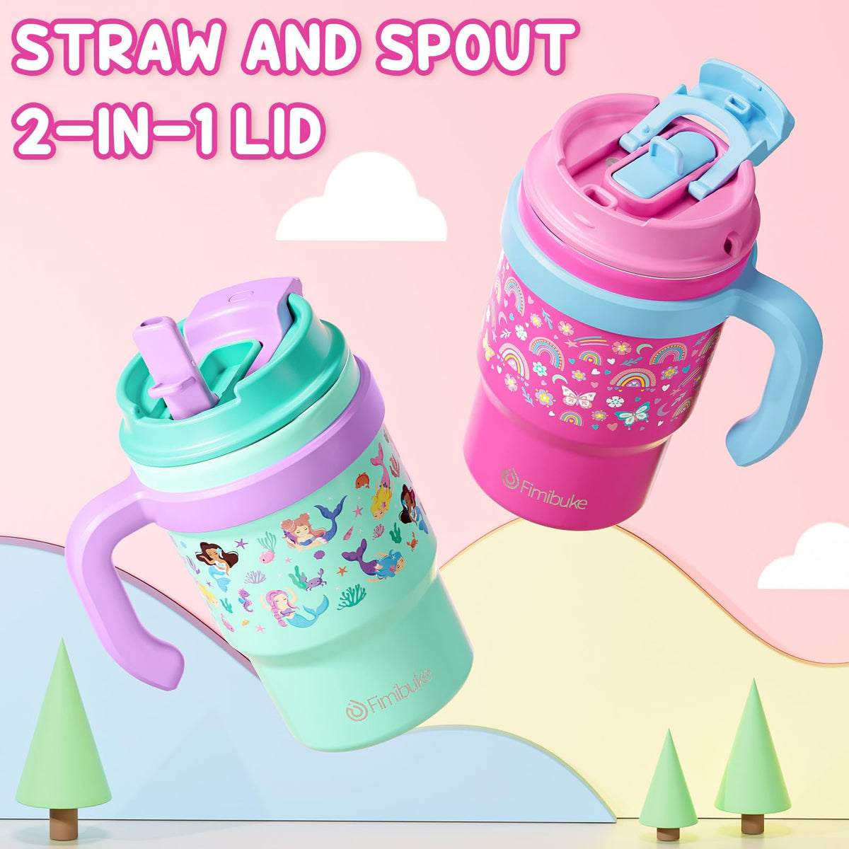 16oz Kids Insulated Tumbler with Handle, 2 Pack P55485