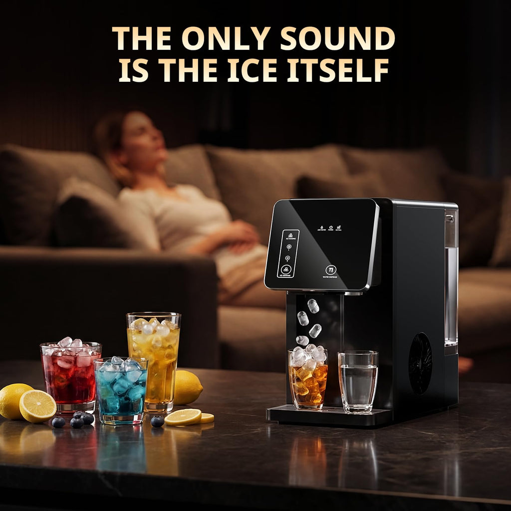 2-in-1 Countertop Ice Maker Machine with Water Dispenser, Black T252