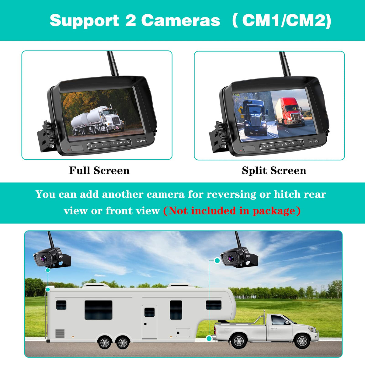 Wireless Backup Camera 7 Inch Monitor Rear View Camera System IP69 Waterproof Night Vision Y784991