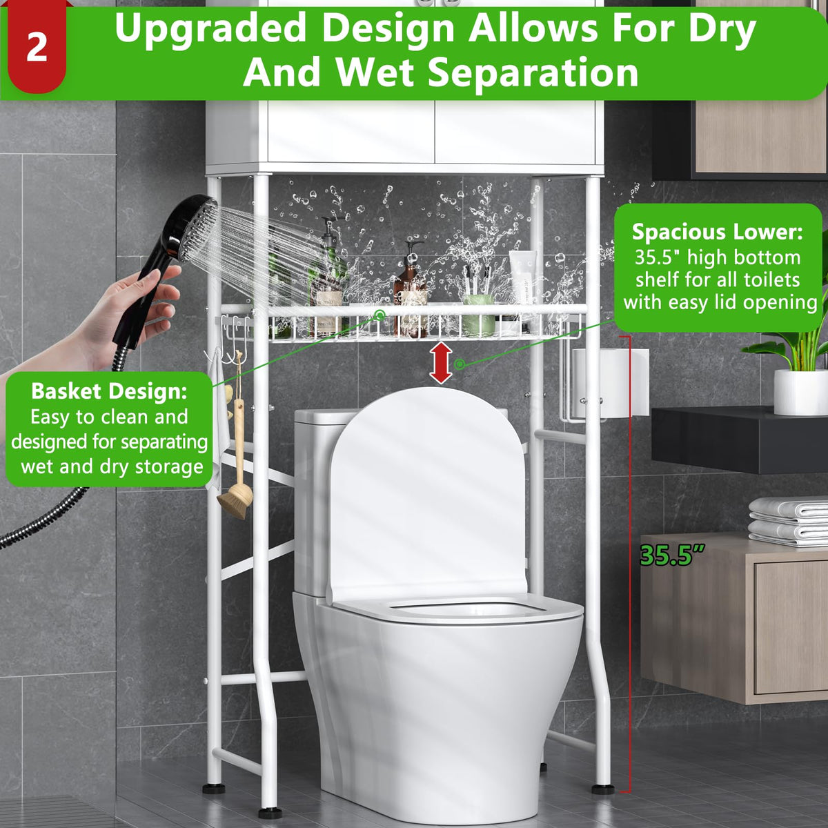 White 2-Door Over The Toilet Storage Cabinet A144