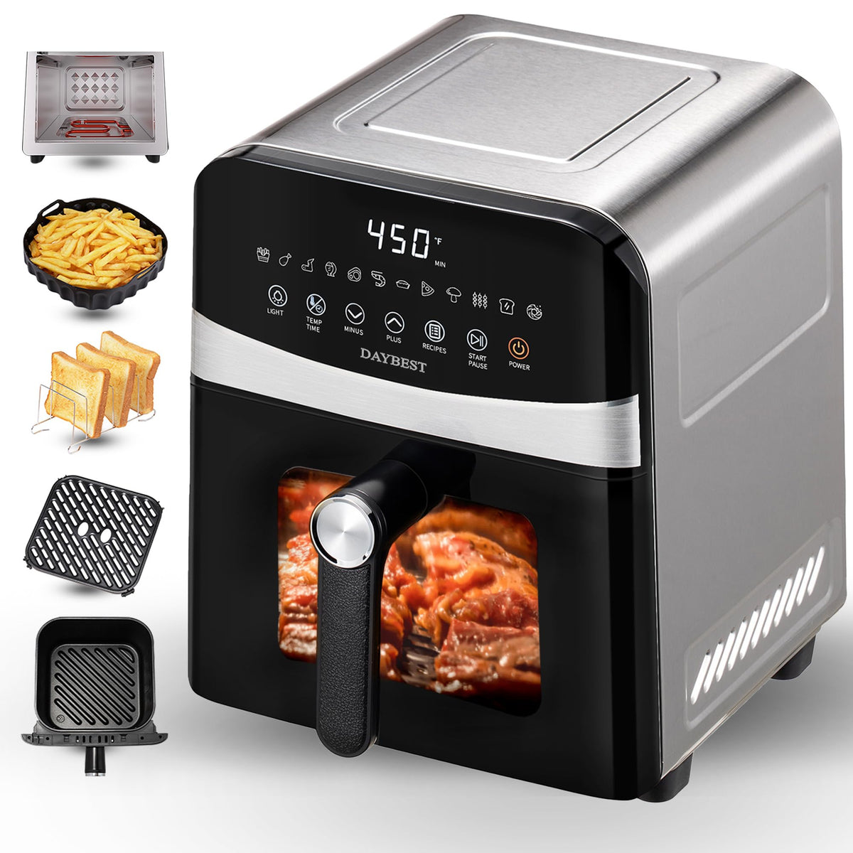 Stainless Steel Ceramic Coated 6QT Air Fryer U8921