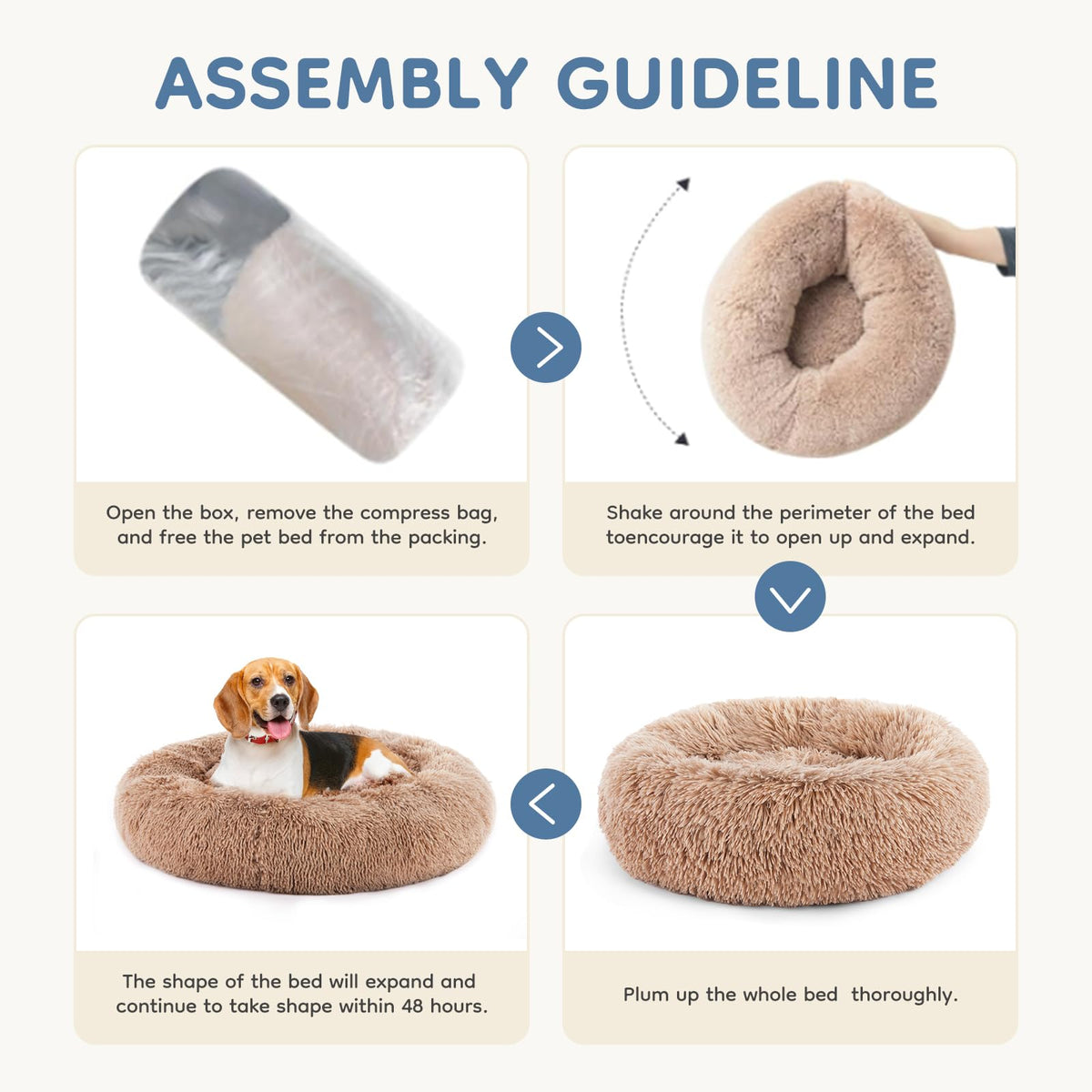 30.7 Inch Fluffy Faux Fur Plush Dog Bed Z3139