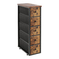 Narrow 5 Fabric Drawers Rustic Brown Dresser R25220