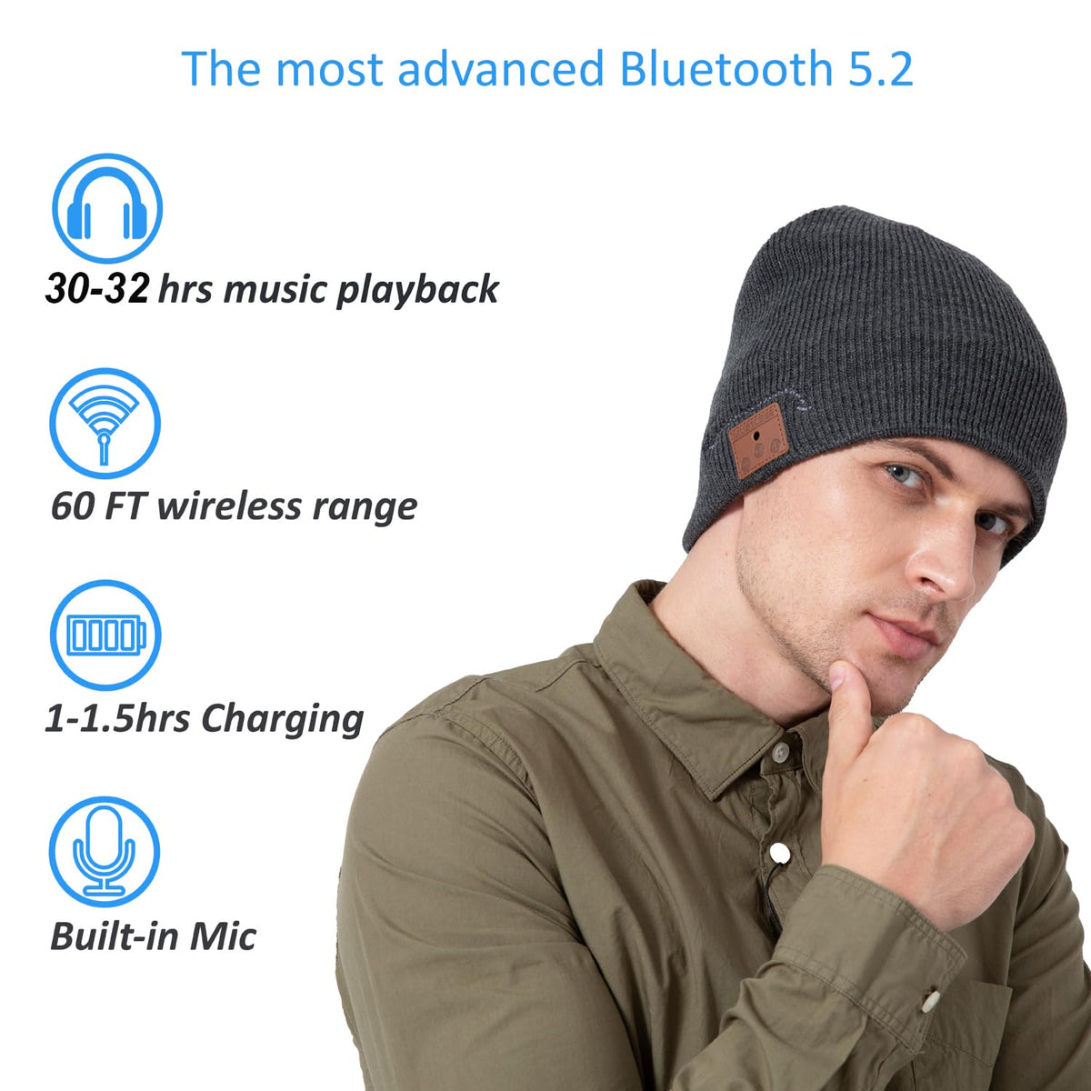 Bluetooth Knit Winter Cap with Microphone A4829