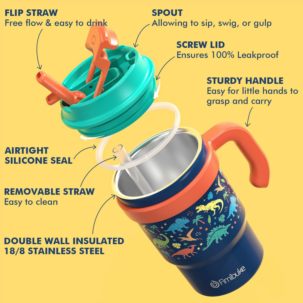 16oz Kids Insulated Tumbler with Handle, 2 Pack P55485