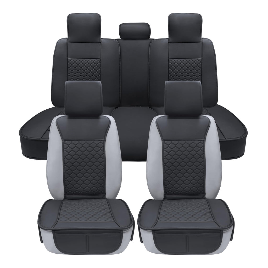 Leather Waterproof Car Seat Cover Full Set Black F47182