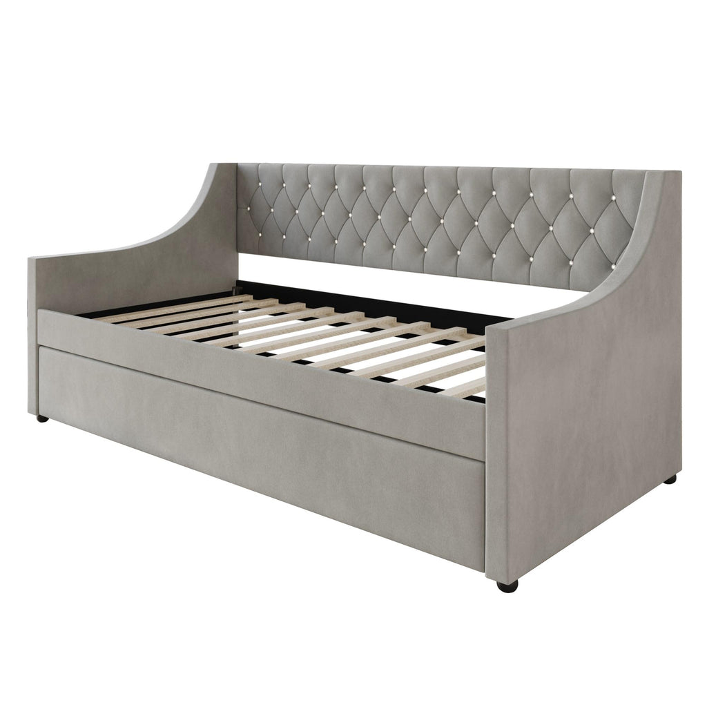 Twin Linen Upholstered Daybed with Trundle Z911