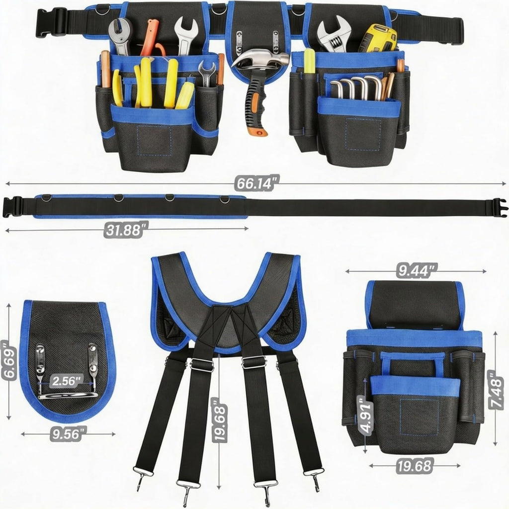 Heavy Duty Magnetic Tool Belt with Suspenders L31133