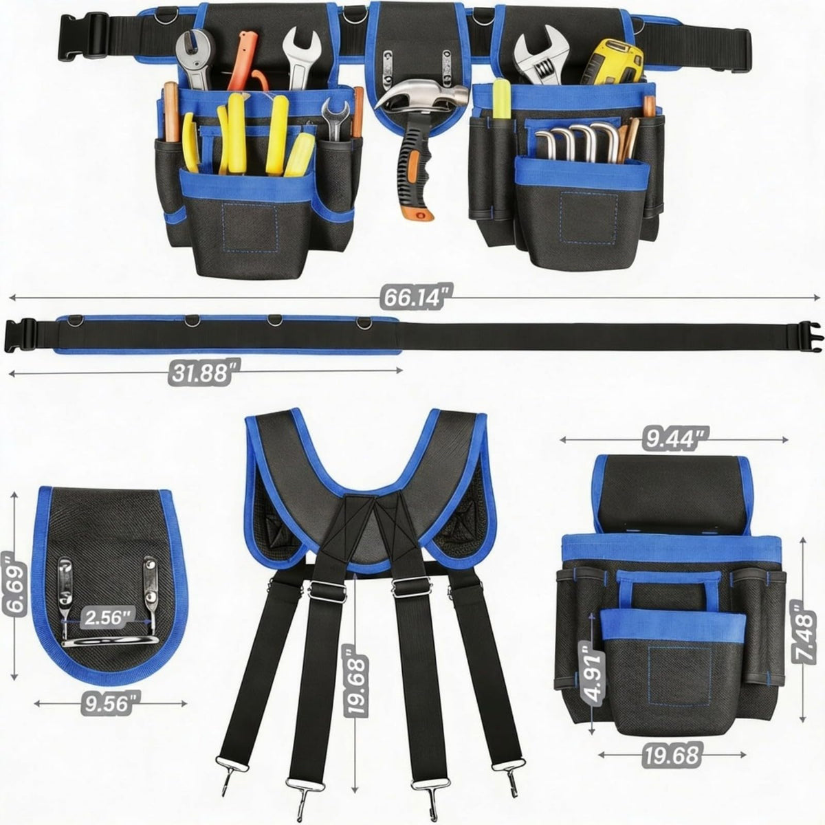 Heavy Duty Magnetic Tool Belt with Suspenders L31133