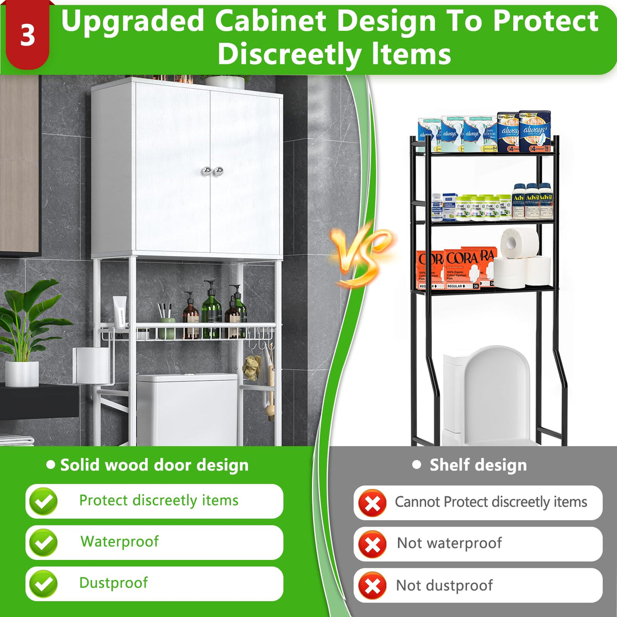 White 2-Door Over The Toilet Storage Cabinet A144