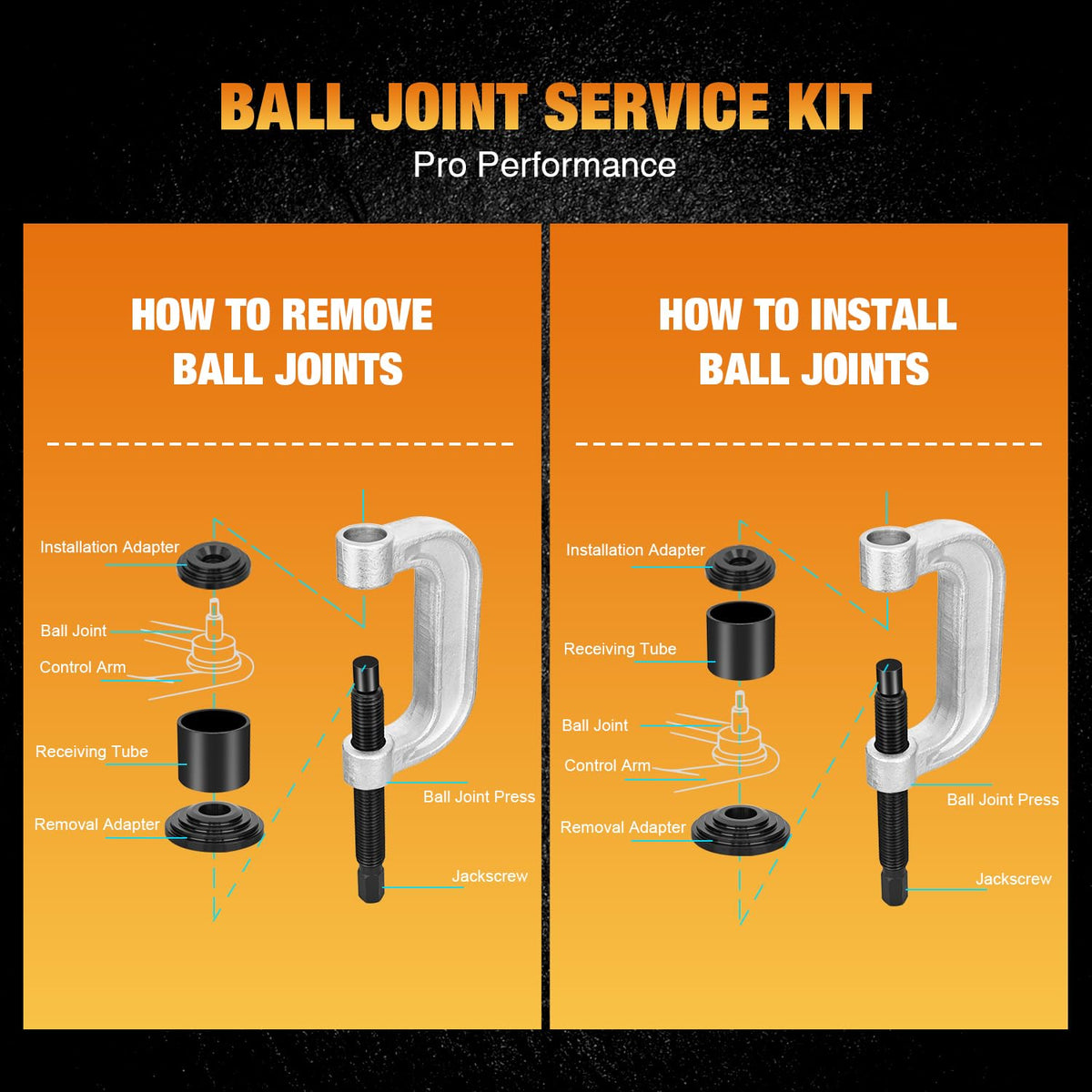 Ball Joint Press Kit with U-Joint and Brake Anchor Pin Tools J191800