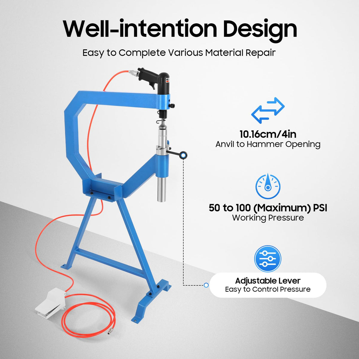 Pneumatic Planishing Hammer with Foot Pedal & Steel Stand S8853