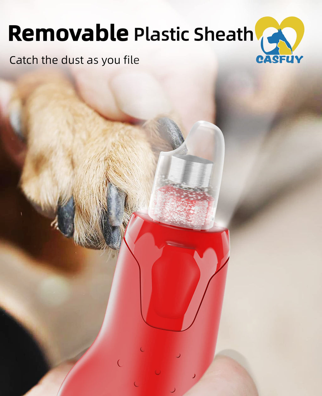 Quiet 6-Speed Rechargeable Electric Dog Nail Grinder with 2 LED Lights N63043