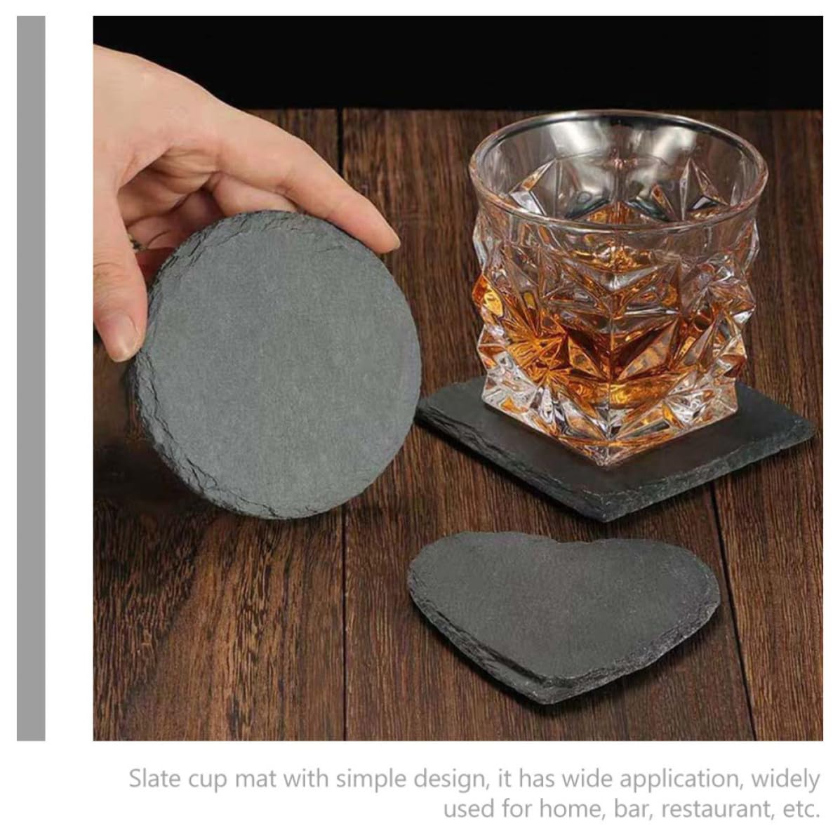 Black Natural Stone Cup Coaster Set A248