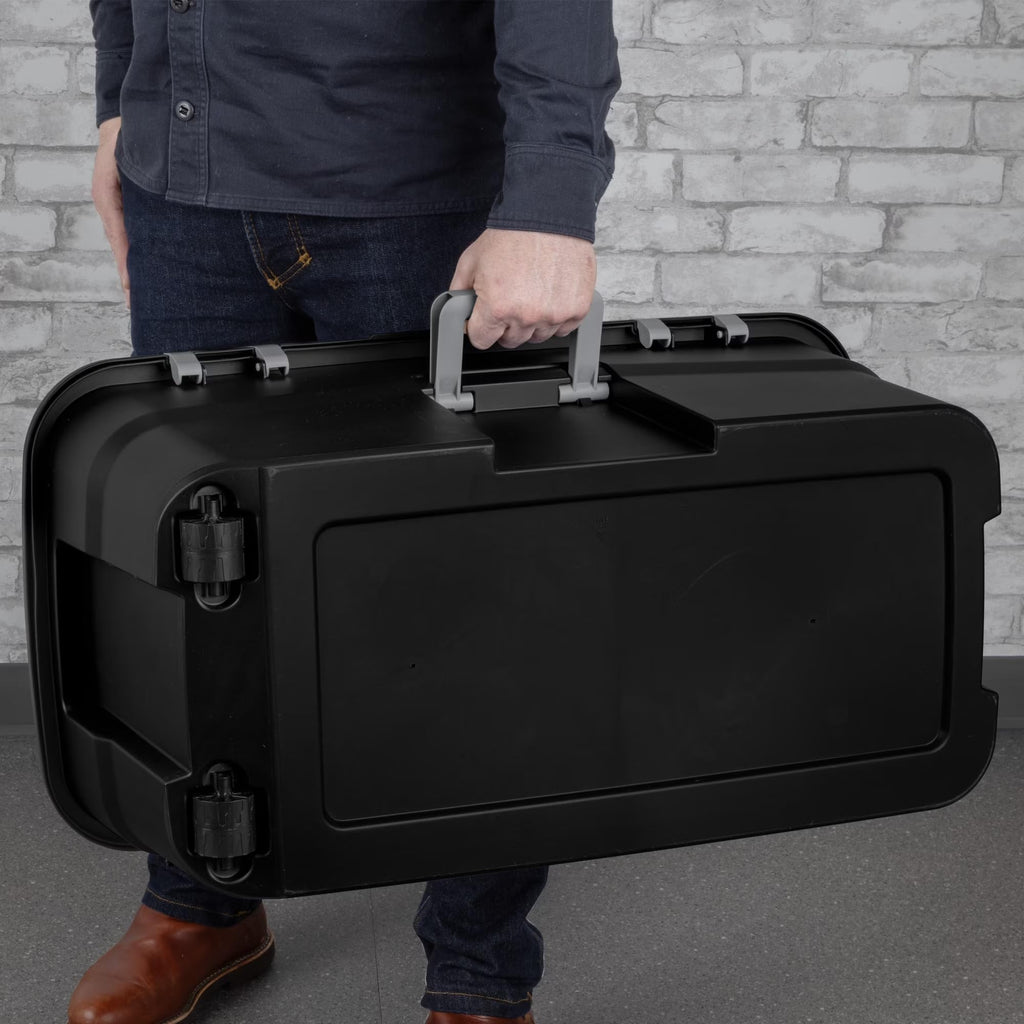 22 Gallon Black Wheeled Plastic Storage Trunk with Lids H9620