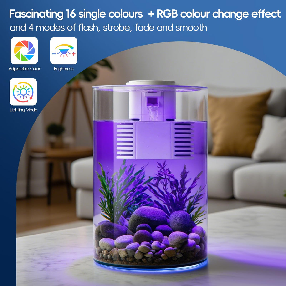 3 Gallon Self Cleaning Fish Tank Aquarium Starter Kit with Filter and Light C489