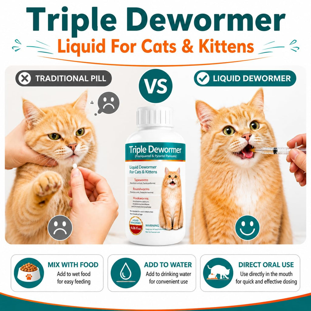 Cat Dewormer Liquid for Tapeworms, Roundworms and Hookworms B376