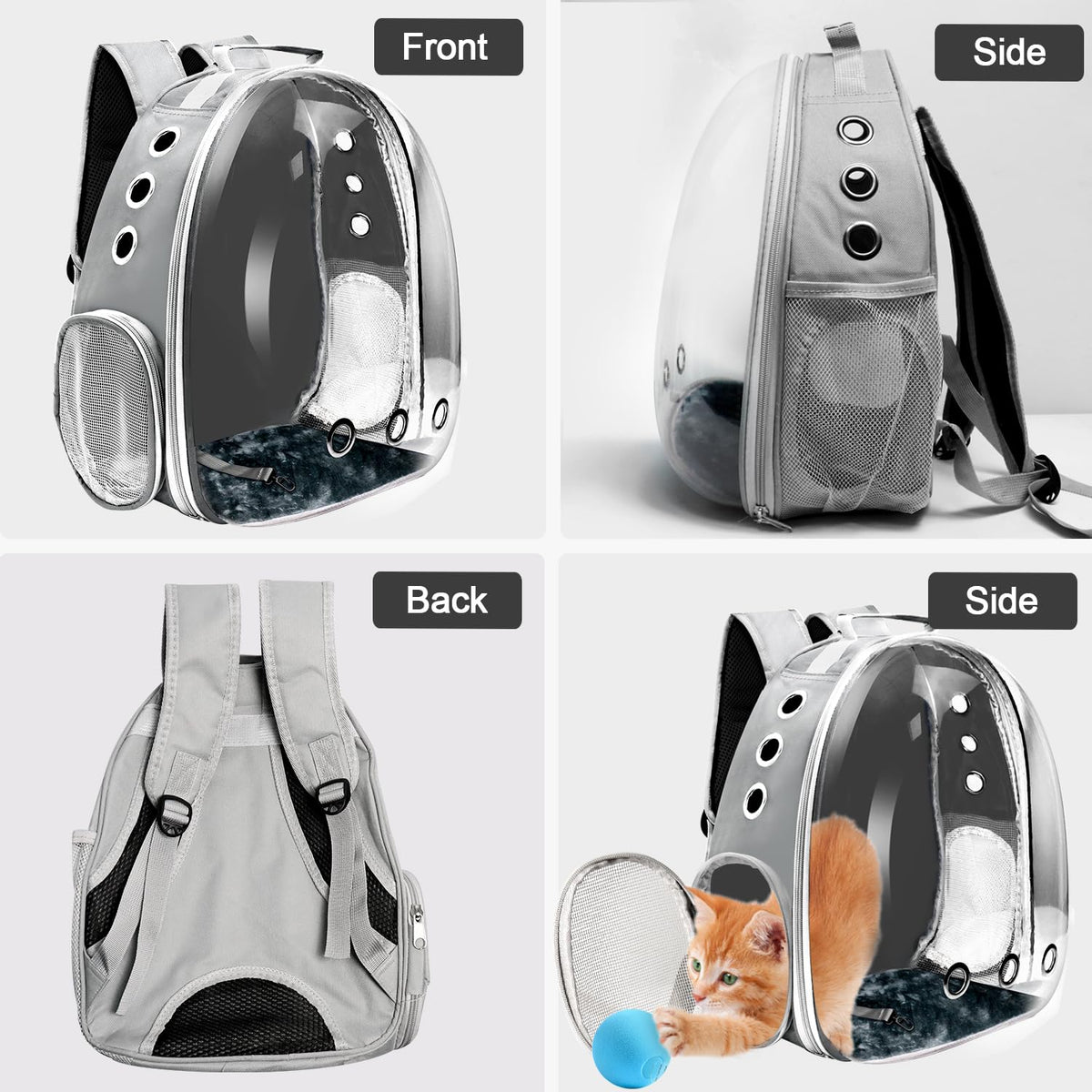 Grey Ventilated Cat Backpack Carrier I895233