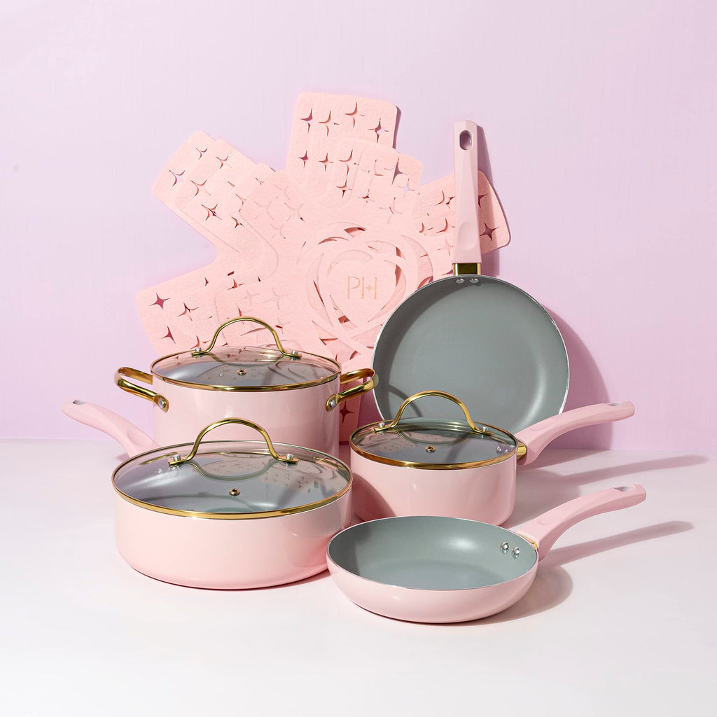 12 Piece Pink Nonstick Cookware Set H655012