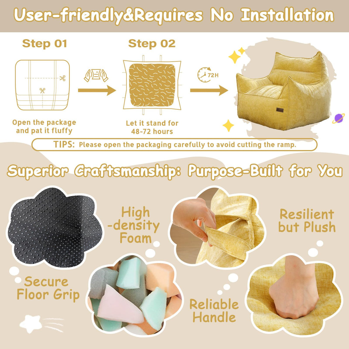 Fluffy Bean Bag Chair N716
