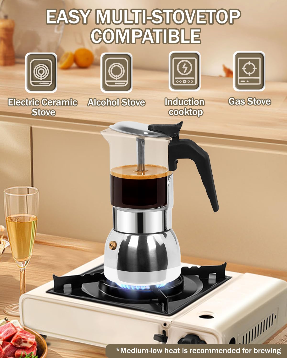 9 Cup 15 oz Stovetop Espresso Moka Pot H1342