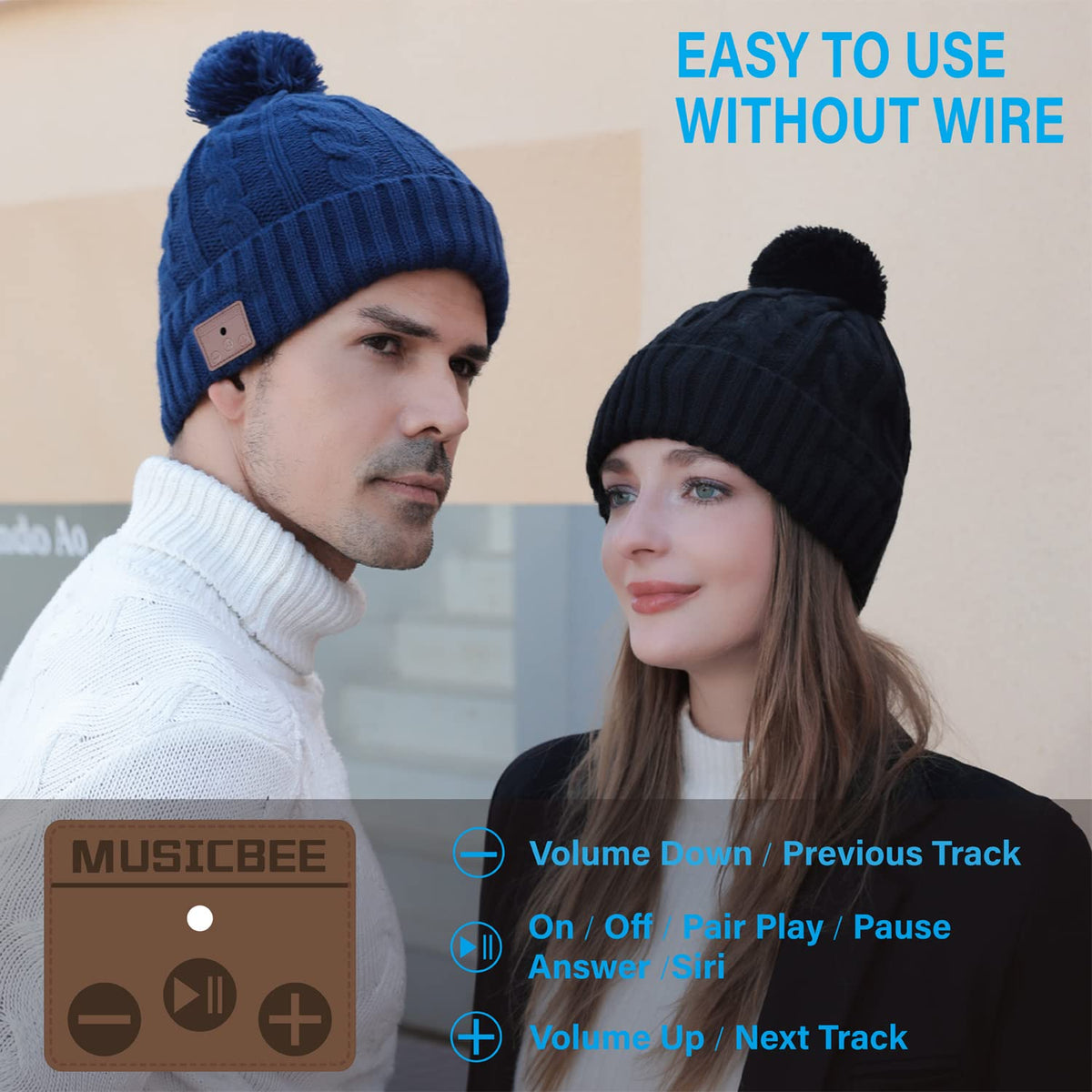 Bluetooth Knit Winter Cap with Microphone A4829