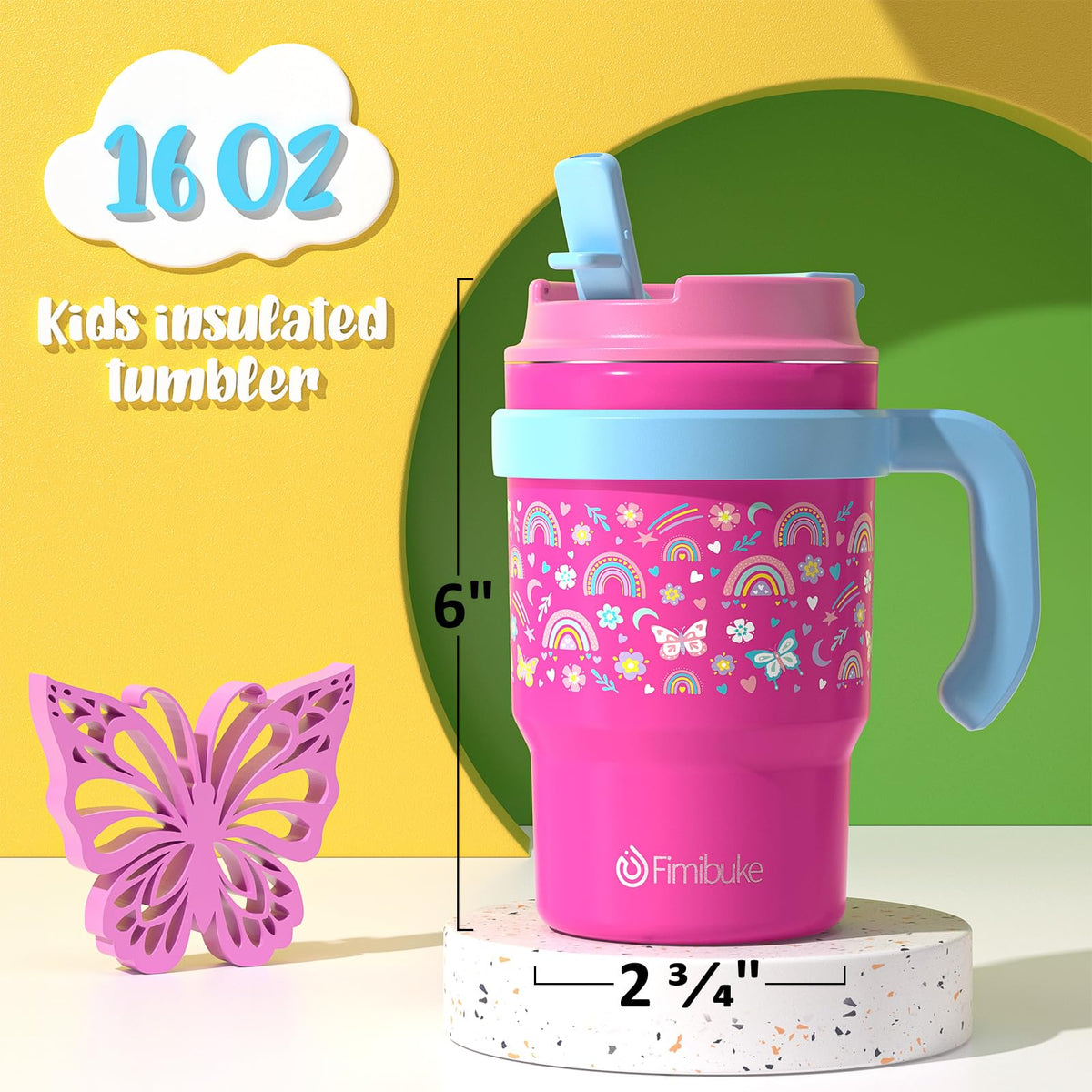 16oz Kids Insulated Tumbler with Handle, 2 Pack P55485