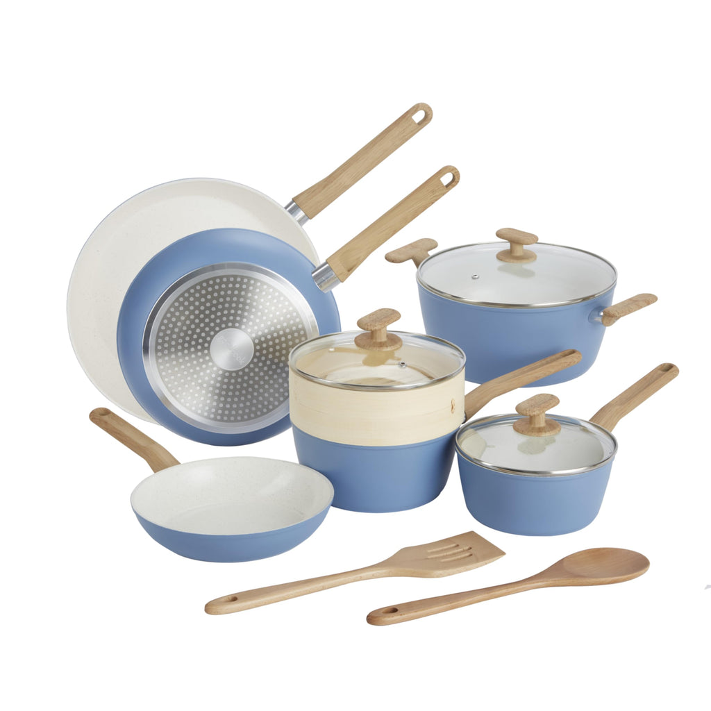 12-Piece Light Blue Ceramic Titanium-Infused Nonstick Cookware Set I768408