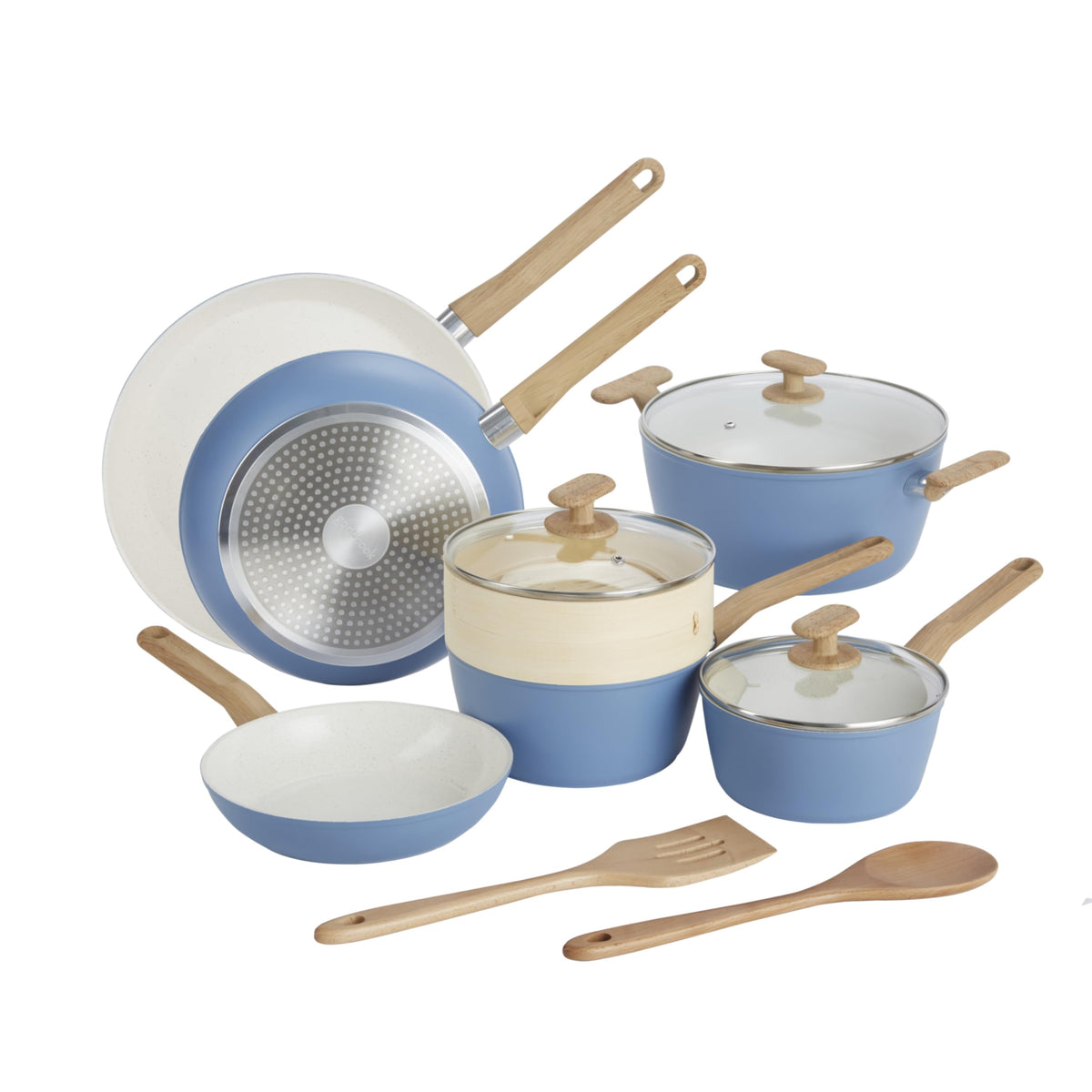 12-Piece Light Blue Ceramic Titanium-Infused Nonstick Cookware Set I768408