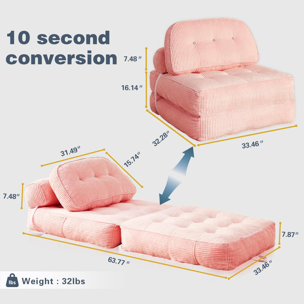 Pink Flannel Folding Sofa Bed E93674