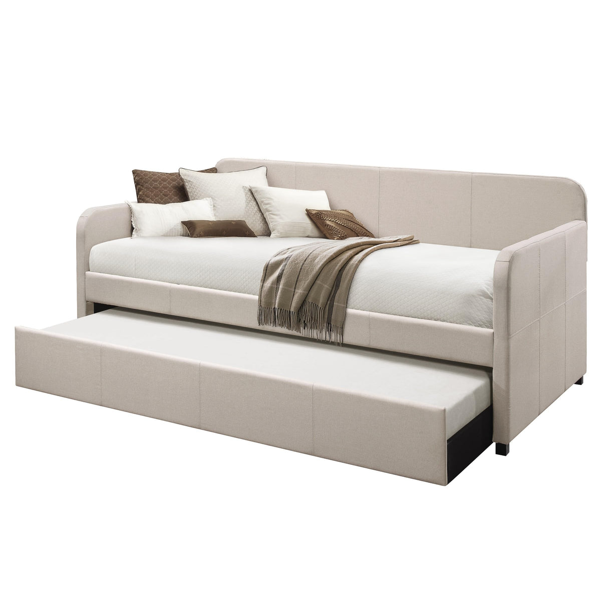 Beige Twin Daybed with Pull-Out Trundle U146253
