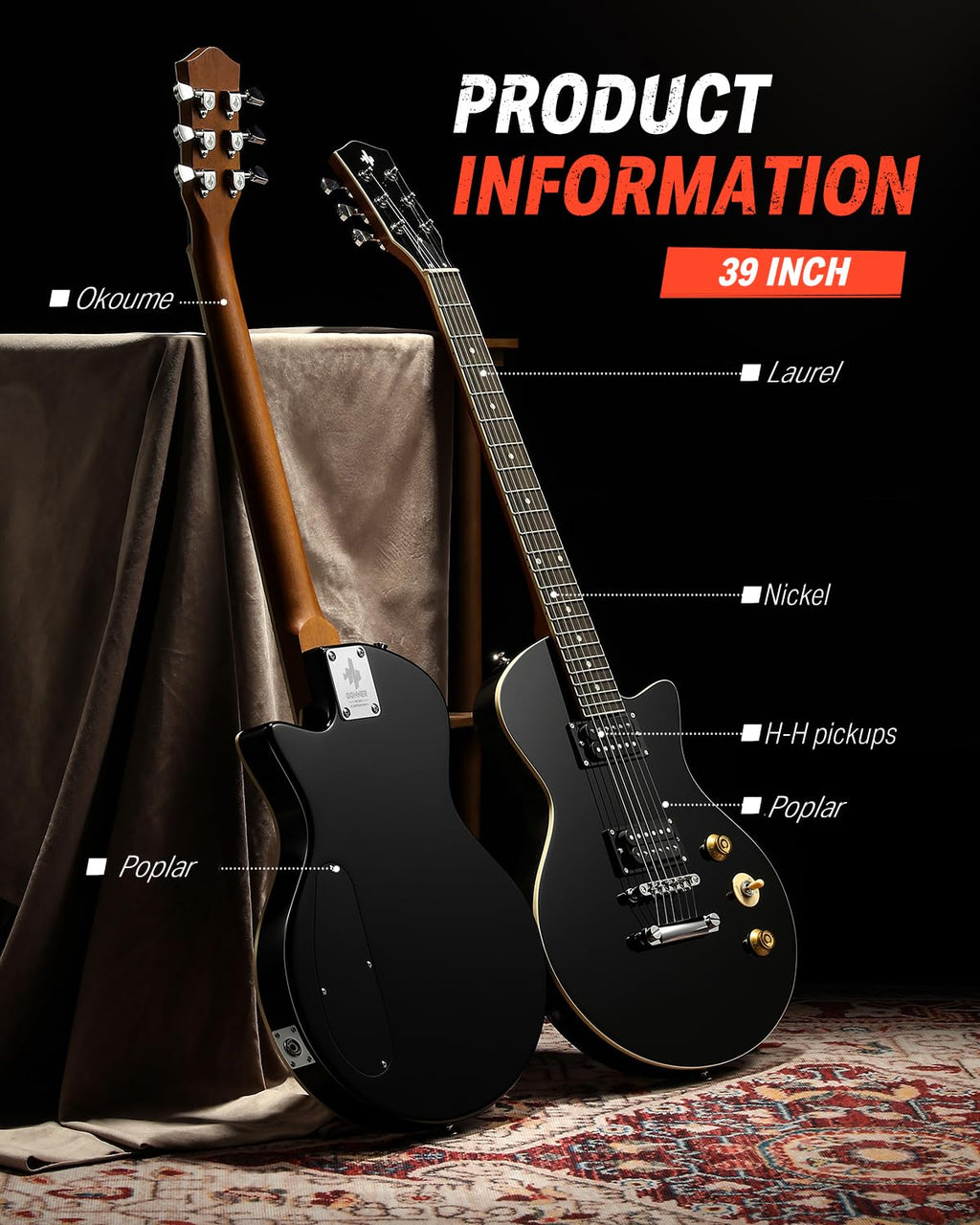 39" Electric Guitar with Dual Humbucker Pickups D6137