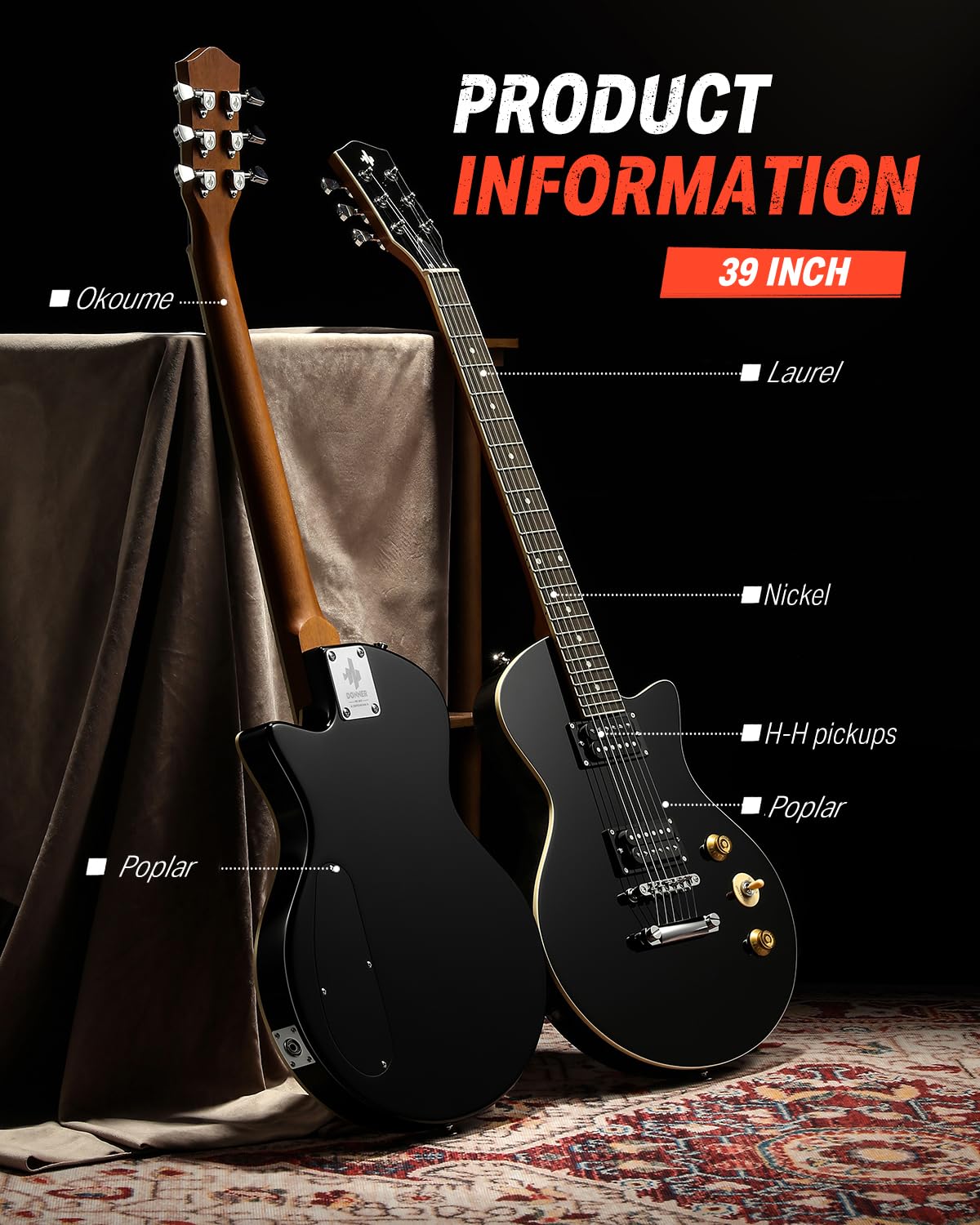 39" Electric Guitar with Dual Humbucker Pickups D6137