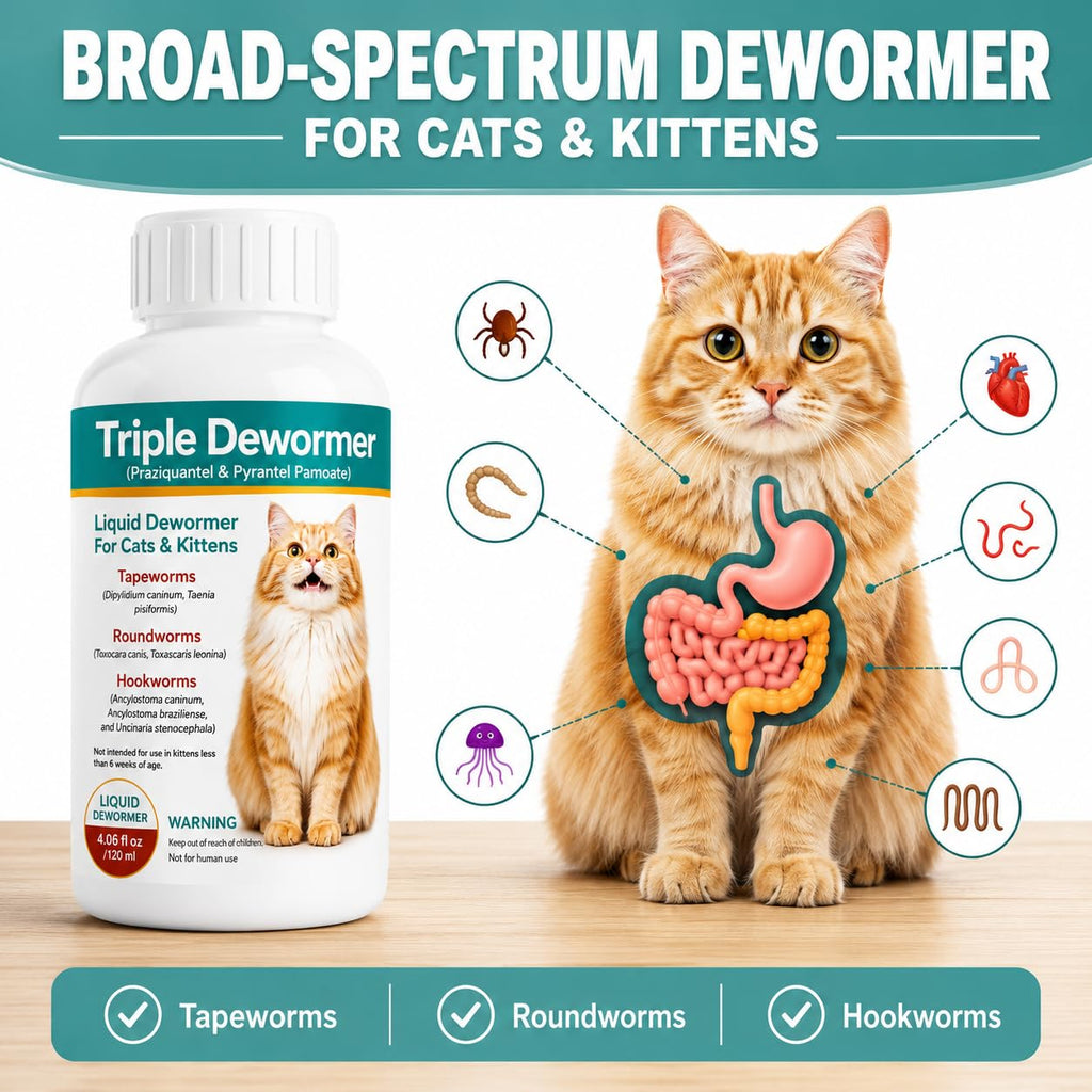 Cat Dewormer Liquid for Tapeworms, Roundworms and Hookworms B376