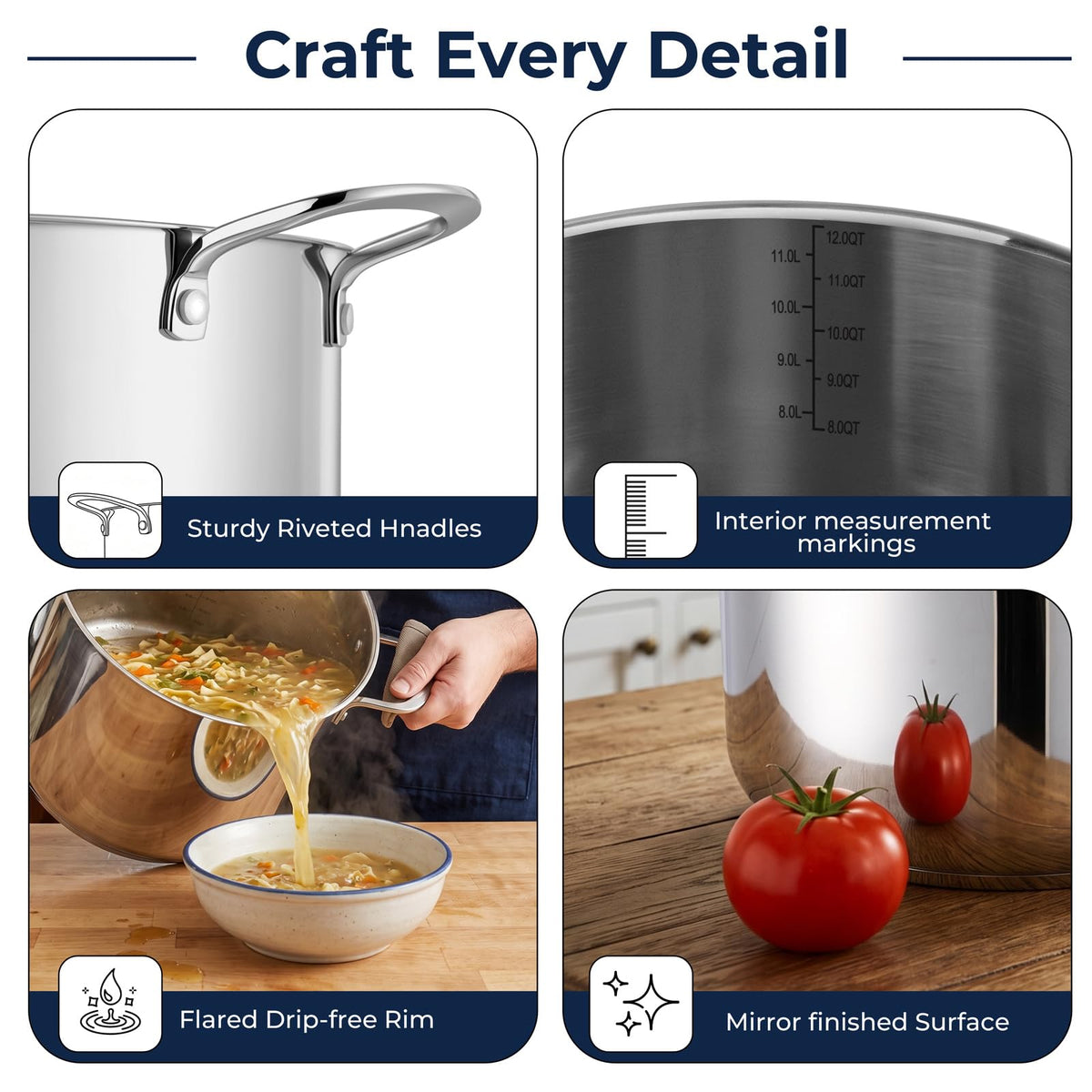 12 Qt Stainless Steel Stock Pot with Lid P2941