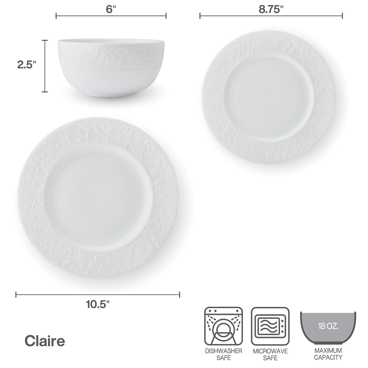 White 12 Piece Bone China Dinnerware Set Q752