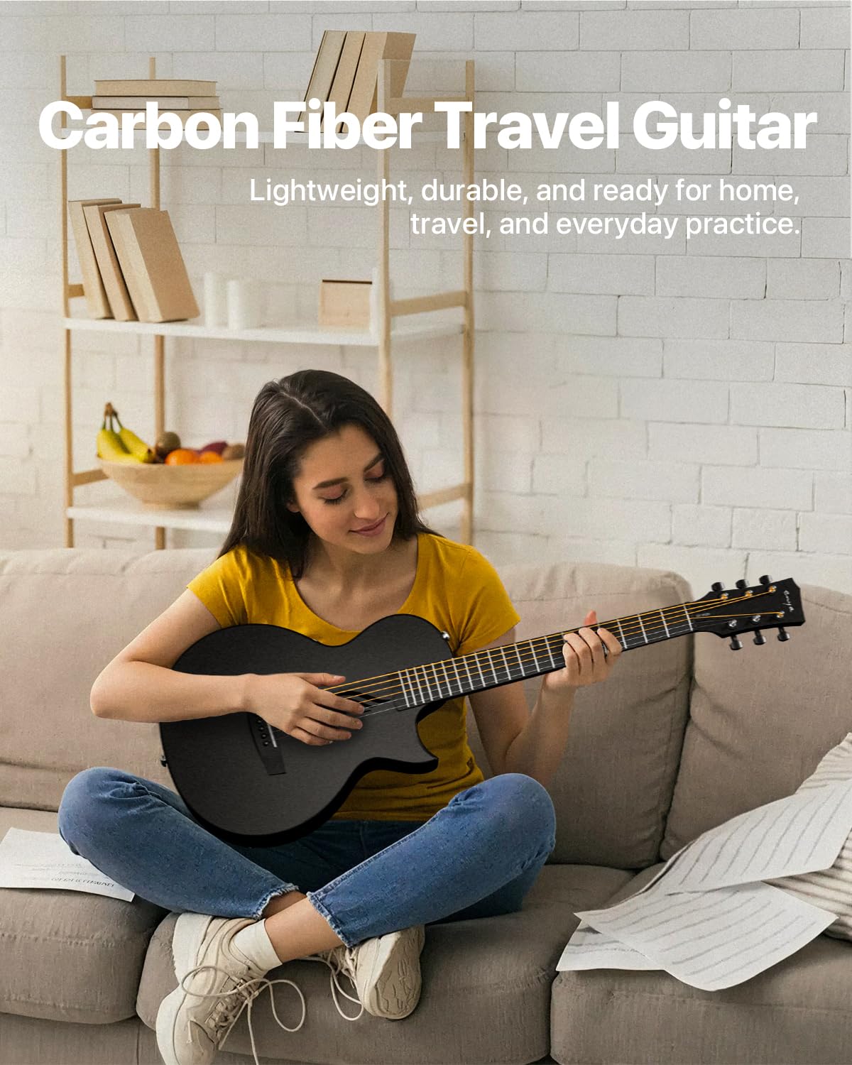 Carbon Fiber 35-Inch Smart Acoustic-Electric Travel Guitar T52039
