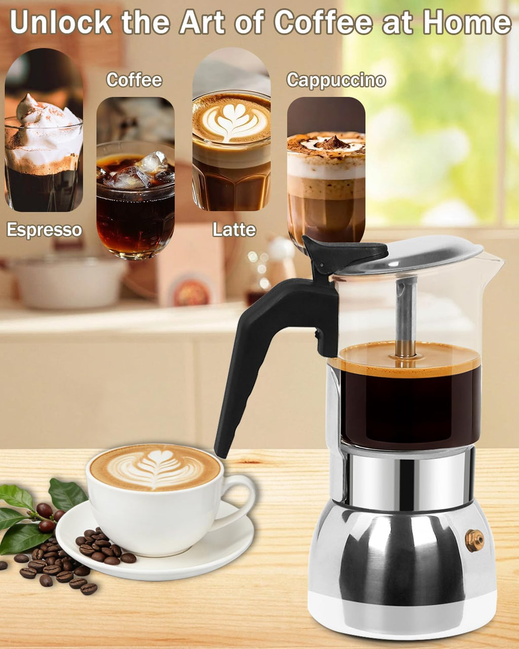 9 Cup 15 oz Stovetop Espresso Moka Pot H1342