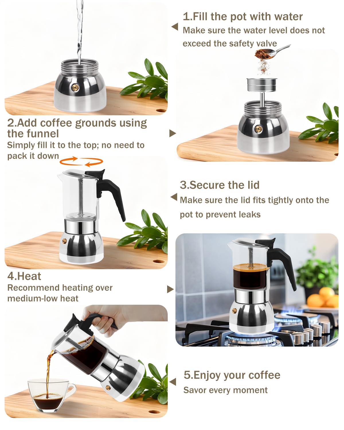 9 Cup 15 oz Stovetop Espresso Moka Pot H1342