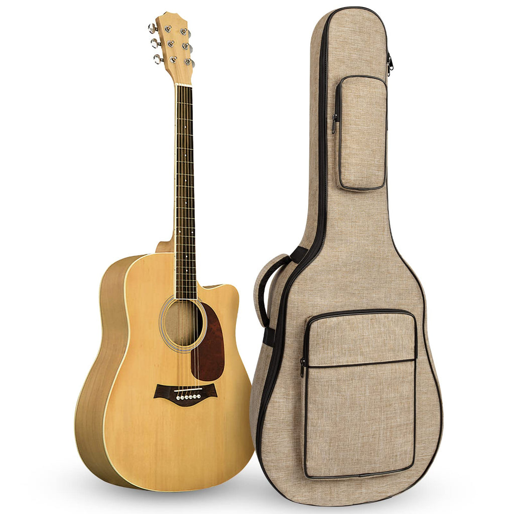 Khaki Acoustic Guitar Bag with Waterproof Padding and Shoulder Strap X794