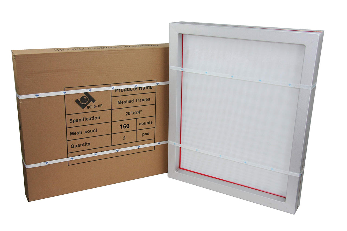 20 x 24 Inch Pre-Stretched Aluminum Silk Screen Printing Frames with 160 White Mesh 2 Pack T261064