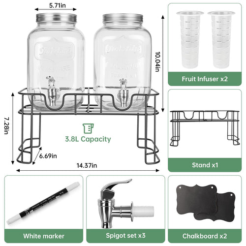 1 Gallon Glass Beverage Dispenser Jars P562680