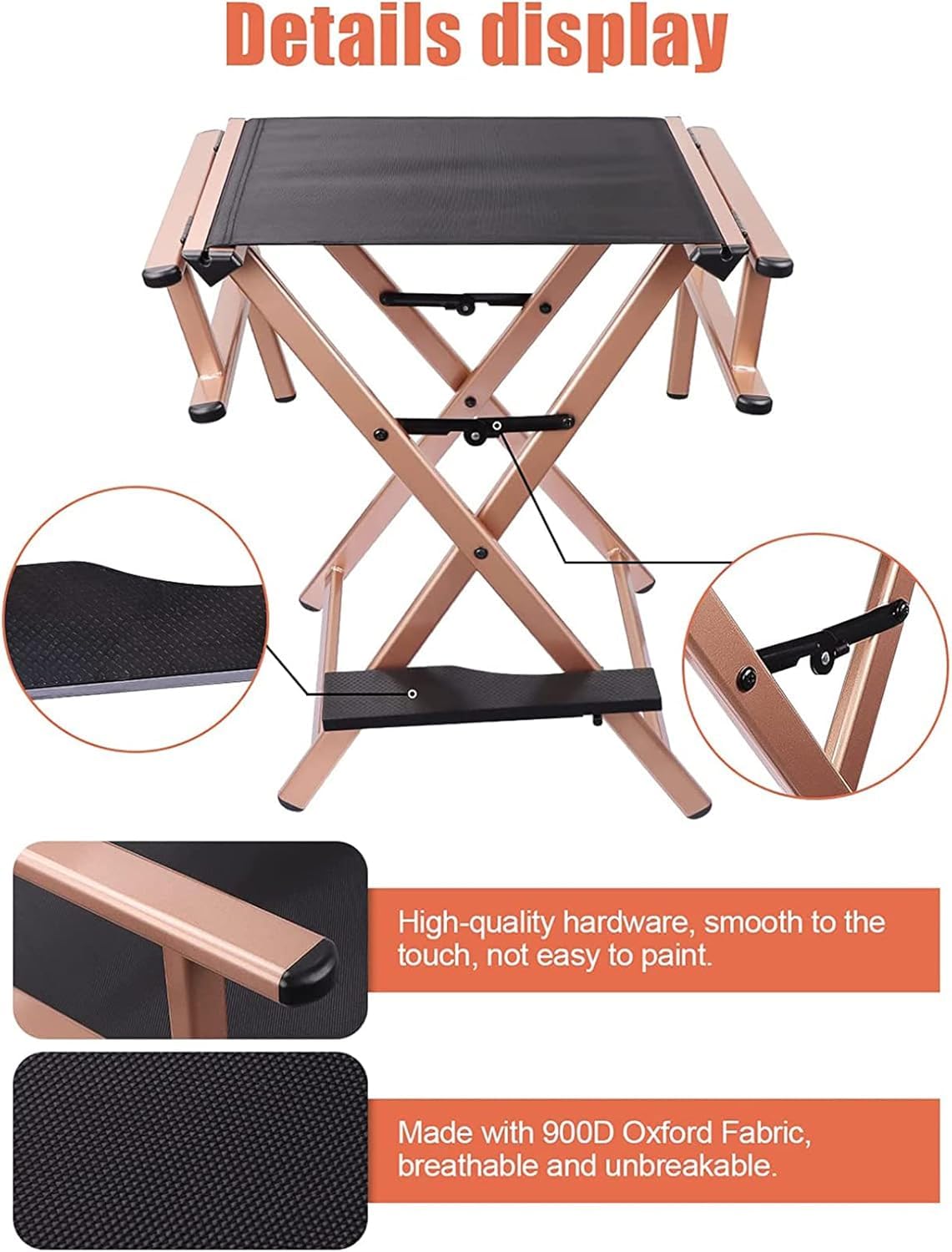 Folding Director Chair with Footrest, 300lbs Capacity F9656